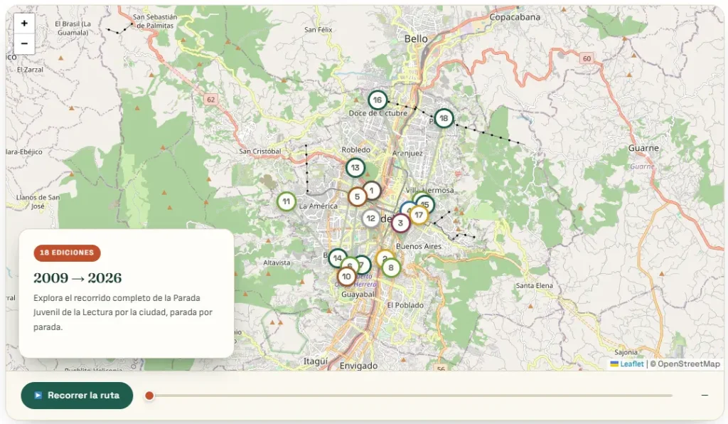 Mapa interactivo 18 Paradas juveniles (2009-2026)
